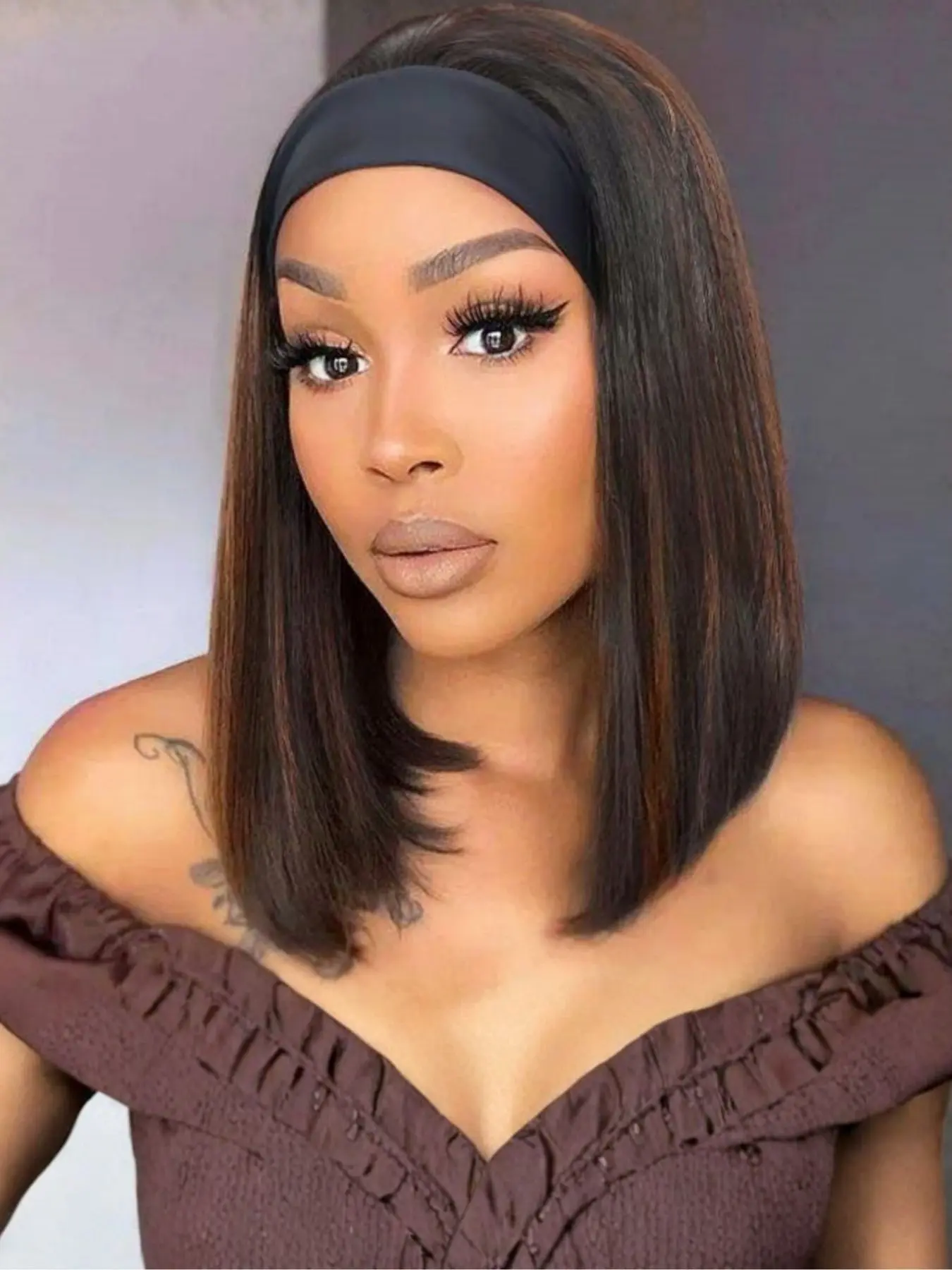 Bob Headband Wigs Highlight Short Straight Hair, 14 inch/10  display picture 1