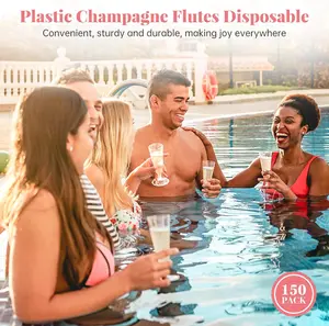 SUREHOME Plastic Champagne Flutes 40 Pack Disposable 5oz Clear Glasses for Parties & Celebrations Perfect for Weddings Birthdays and Festive Events