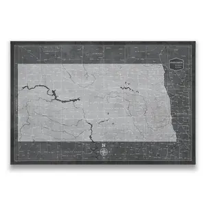 Push Pin North Dakota Map (Pin Board) - Modern Slate