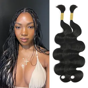 Body Wave Human Braiding Hair Bulk for Knotless Boho Braids 110g Total 3 Strands/Pack No Weft, No Shedding Long-Lasting Fresh-Smelling curly extension