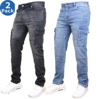 (2 Pack) Black-Medium Wash