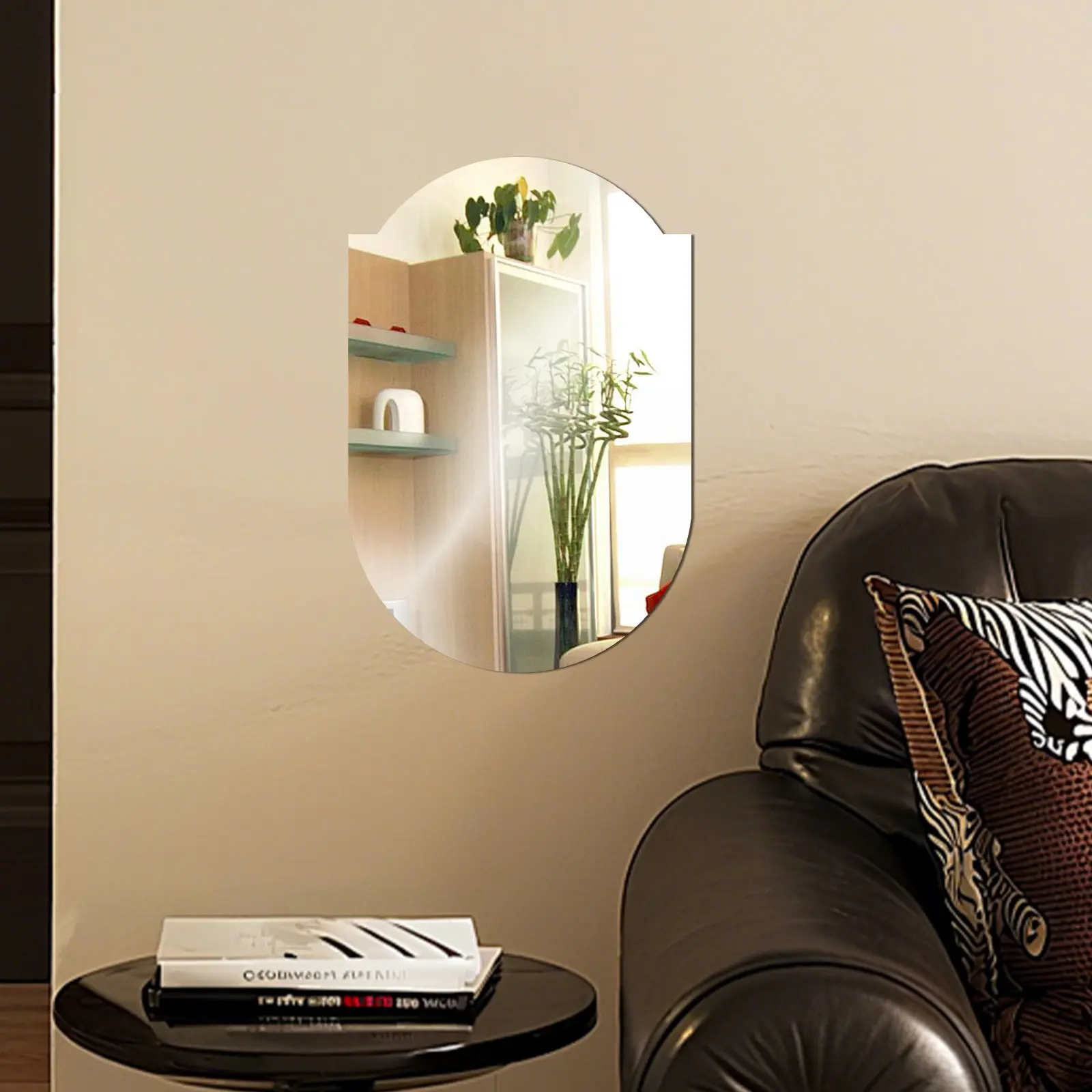Modern Geometric Arched Acrylic Decorative Wall Mirror, Stick On Mirrors For Wall, No Frame Self-Adhesive Easy Installation Versatile Use Suitable for Bedroom Living Room Bathroom Compact Size 7.8x11.8 Inches