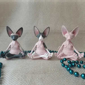 Whimsical Meditation Yoga Cat Figurine - Resin Sphinx Statue, 1.57x3.15inch, Spiritual Art Deco for Garden & Home Decor, Ideal for Halloween and All Ages, Home Decoration | Meditation Figurine | Tabletop Statue Ornaments