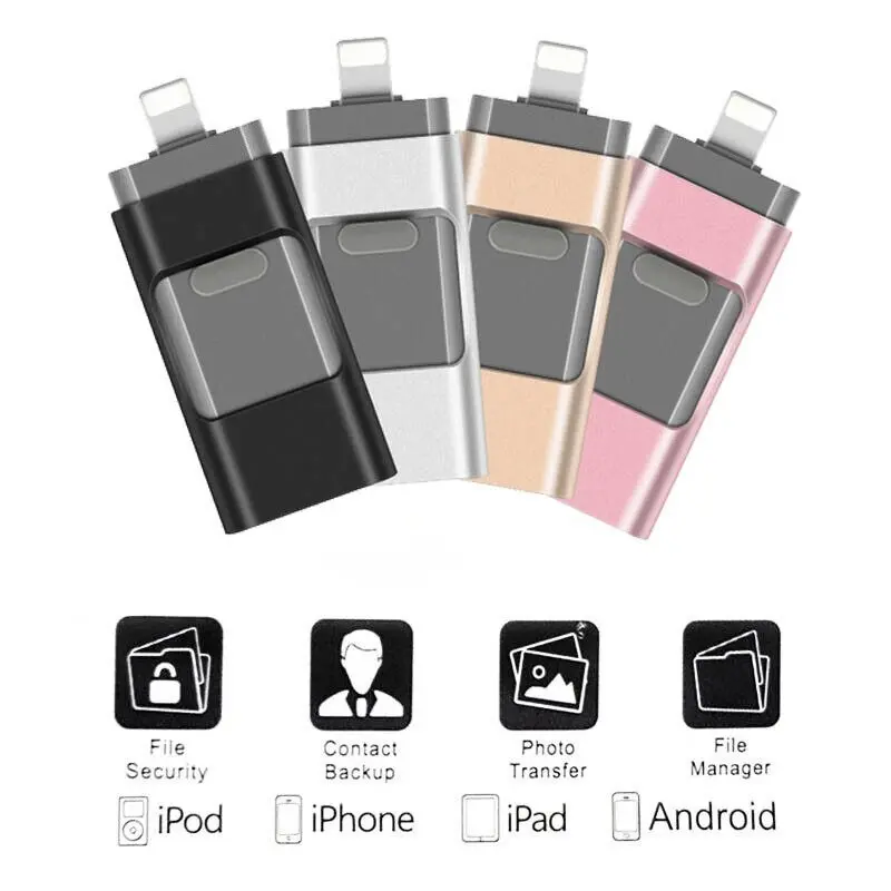 4-In-1 OTG Flash Drive for iPhone & iPad, Usb3.0 Type-C Memory Stick, Thumb Drive, Usb Flash Drives, USB External Memory, 128GB 256GB 512gb 1tb, Photo Stick with Type-C Port, USB Storage, Backup Function
