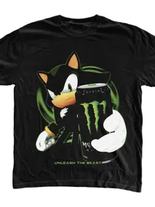 Shadow Hedgehog T-Shirt, Unisex Fitted Graphic Tee, Gothic Y2K Emotion Stylish Streetwear Style, Casual Daily Wear, Comfortable Men's and Women's Clothing