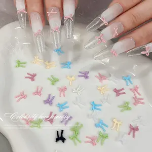 2025 new style about 100pcs bowknot nail jewelry mixed style 3D black and white color streamer bow tie resin nail jewelry accessories nail decoration nail shop dedicated
