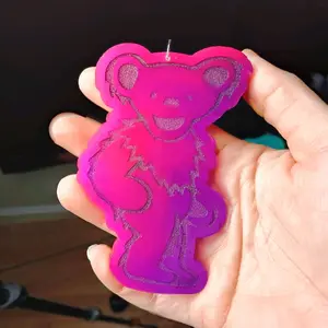 Grateful Dead Bear Keychain - Colorful Design with Chain Attachment for Easy Carrying