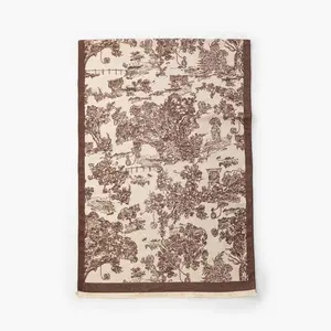 Cider [3 colors, One Size] Toile de Jouy Landscape Print Scarf