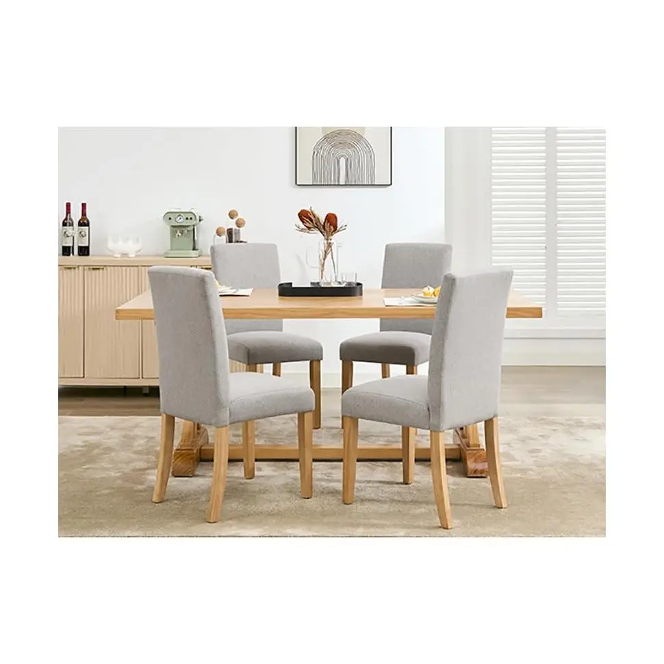 Parsons Dining Chairs, Set of 4 - Upholstered Fabric Side Chairs with Classic Nailhead Trim & Sturdy Wood Legs, for Dining Room, Kitchen, Living Room, and Restaurant Seating