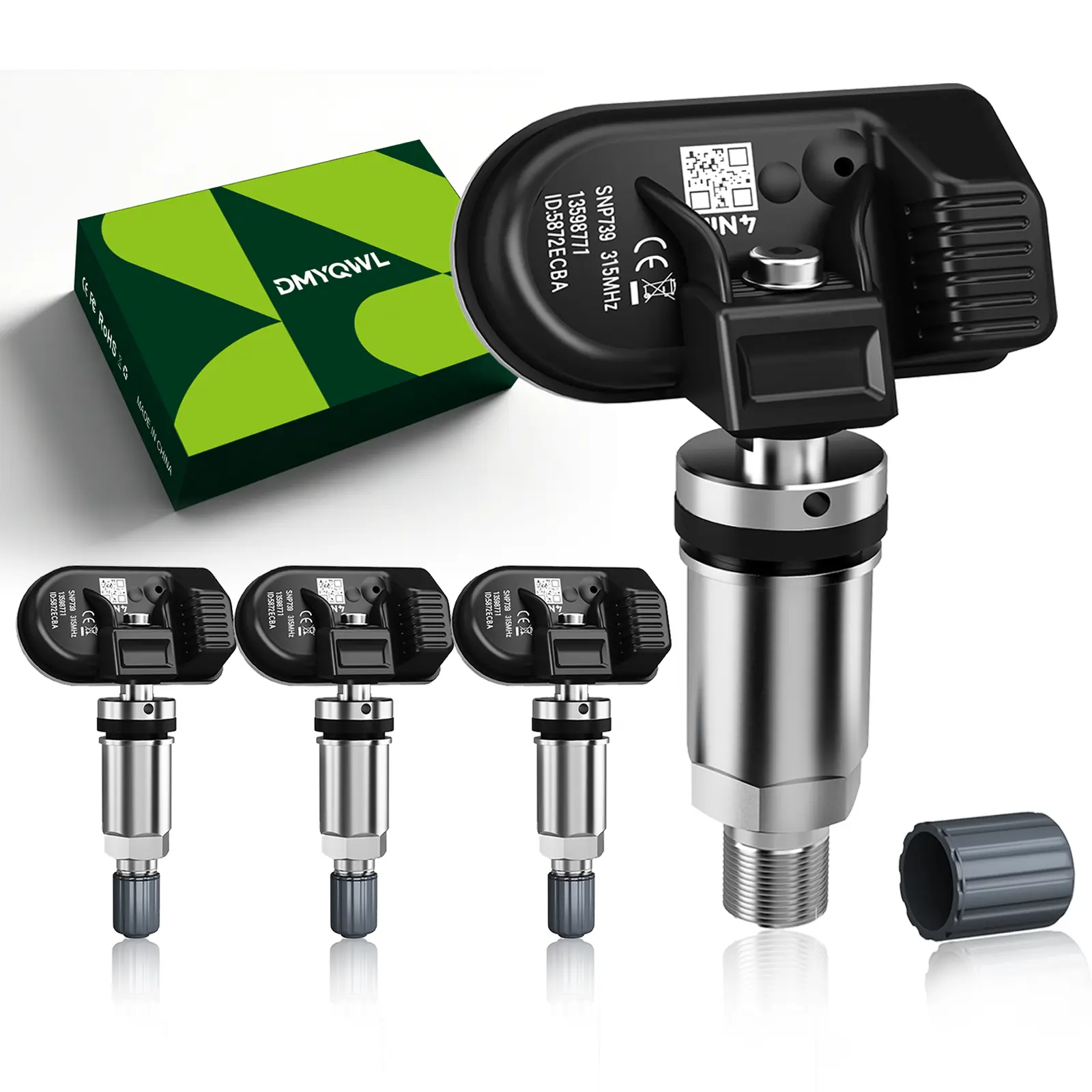 DMYQWL 4PCS Pre-Programmed SNP739D Chip TPMS Sensor - 315MHz for Chevy Silverado, Equinox, Suburban, Tahoe, GMC Sierra, Yukon, Cadillac, Buick, Hummer, Pontiac, Saturn - Replacement for 13586335, 20923680