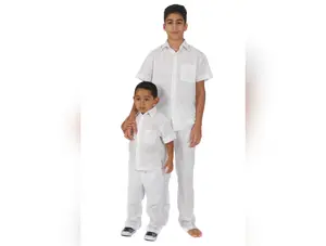 Infant Children and Boys Linen Set with Short Sleeve Shirt and Pant