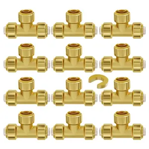 VEVOR Pipe Fittings, 1/2 12PCS Brass Pipe Fittings, Elbow Push - Fit Pipe Connector Brass Air Fittings, Heavy Duty Plumbing Fittings Adapter for Heating/Shower Systems, Water PipesVEVOR Super Brand Day