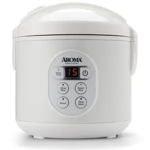 Aroma 8-Cup Cooked 2Qt Rice Multicooker For Grain Cooking Digital Control Panel Programmable Countertop Appliance