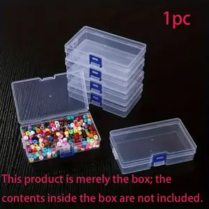 Large Transparent Plastic Storage Box, Waterproof Rectangular Accessories Organizer, Stationery & DIY Storage, Suitable for Beads & Earrings