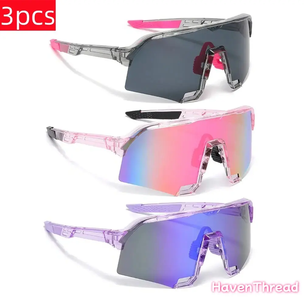 Women's 3-Pack Oversized Outdoor Sports Sunglasses - Lightweight Frame Glasses, UV400 UV Protective Glasses, Anti-Glare HD Lens Sports Eyewear for Daily Travel, Outdoor Cycling