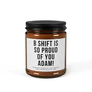 B Shift Personalized Team Gift 9oz Small Candle - Custom Name Adam, 4oz Mini Natural Soy Wax, Eco-Friendly, Non-Toxic, Perfect for Probie Hazing & Shift Anniversaries candles