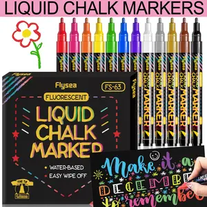 12 Colors Liquid Chalk Marker Pen, 12pcs/set 1mm Fine Tip Washable Marker Pen, Art Markers Pen, Art Supplies for Blackboard and Whiteboard