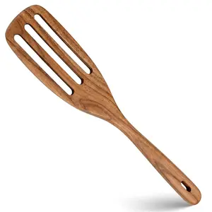 Wooden Grooved Spatula for Non-Stick Cookware, Cooking Kitchen Utensil, Wooden Spatula for Cooking, Durable Wood Spatula
