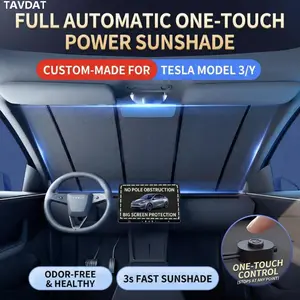 Fully Automatic Car Sun Shade,One-Touch Lifting & Lowering Sunshade for Car Windshield,Sun-proof Heat Insulation Blackout Sun Shade for Car,Tesla Accessories