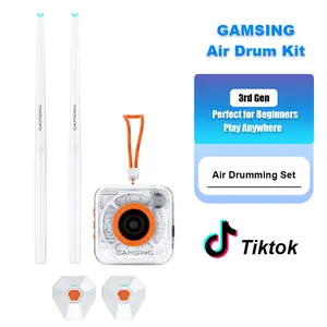 Gamsing Electronic Drum Set Portable - Quiet Electric Drum Practice Set Air Drumsticks With 3.5mm Input, Pocketdrum Drumming App Lessons Games, Lanyard - with Step-by-Step Video Tutorials