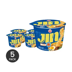 5 Pack OTTOGI Jin Ramen Bowl Mild Spicy 3.88 oz Each - Korean Instant Noodle, National Ramen