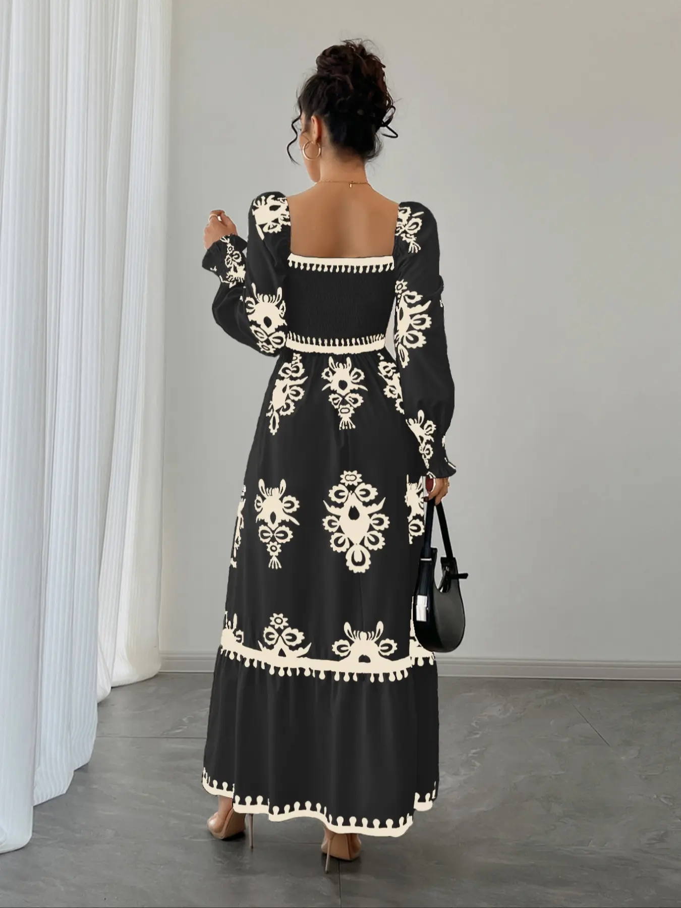 Women's Vintage Boho Floral Print Lantern Long Sleeve High Waist Basque Waist Dress, Square Neck Shirred Design, chic elegant fit, Valentine's Day Party Elegant, bohemian, Floral Pattern Dress - TikTok Shop Women's Vintage Boho Floral Print Lantern Long Sleeve High Waist Basque Waist Dress, Square Neck Shirred Design, chic elegant fit, Valentine's Day Party Elegant, bohemian, Floral Pattern Dress - TikTok Shop