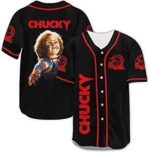 Horror Jersey, Halloween Baseball Jersey, Horror Movie Shirts Short Sleeve, Gifts for Horror Lover