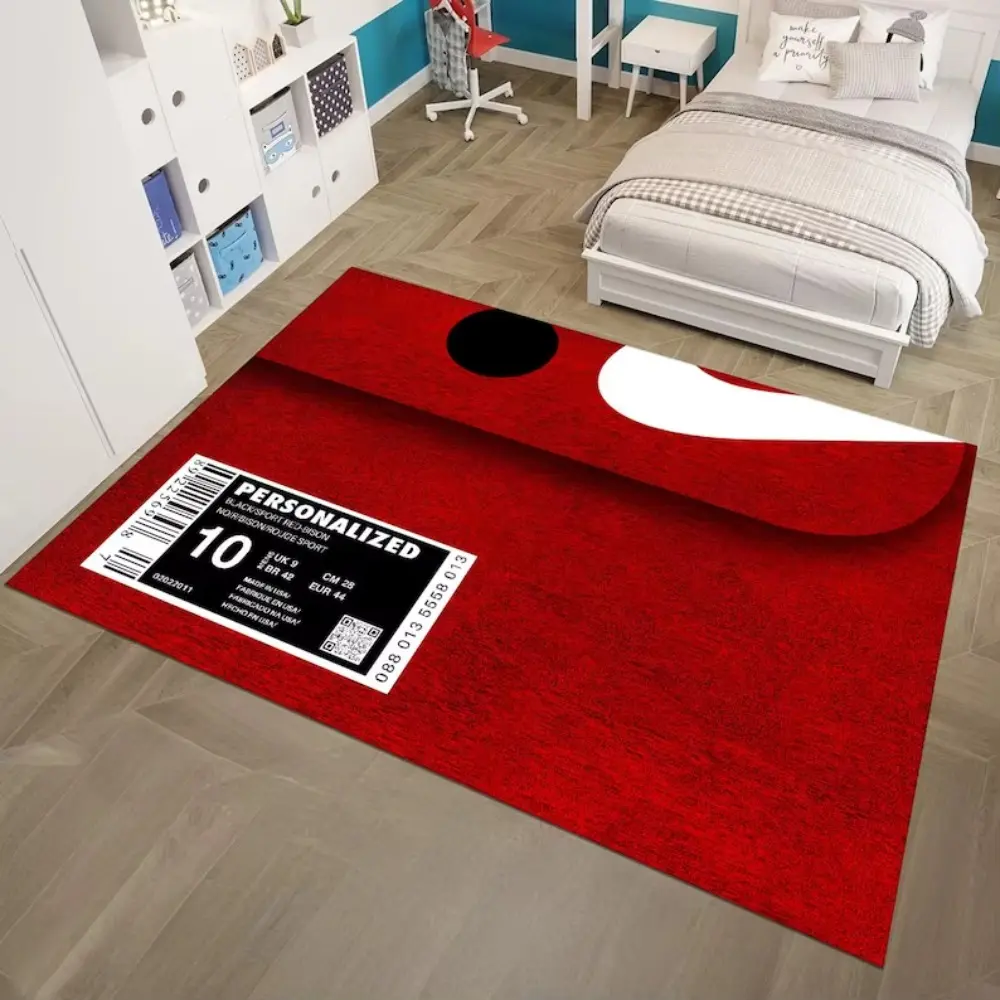 Red Envelope Design Flannel Area Rug, Home Decorative Rugs - Oversized Soft Plush Mat for Bedroom & Living Room, Non-Slip Thick Creative Pattern Home Decor