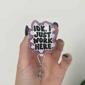 Funny Badge Reels Nurse Badge Reels Retractable Badge Reel with Glitter Design and Humorous Quote for Medical Professionals hospital worker