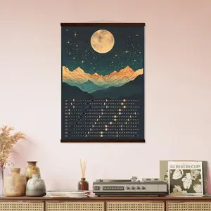 Hanging Moon Calendar 2024 Poster - Lunar Calendar - Moon Phase Calendar - Full Moon Calendar - Lunar Phase Calendar