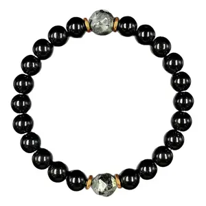 Obsidian and Black Tourmaline Bracelet - Manifestation and Protection Healing Crystal Bead Jewelry, Christmas Gift, Mother's Day Gift, Father's Day Gift, Valentine's Day Gift, Birthday Gift, Anniversary Gift, Black Grounding Stone Beaded Bracelet
