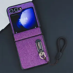 Luxury Glitter Samsung Galaxy Z Flip Smartphone Protective Case Casing with Lanyard, Stand, Cloth Interior, Shockproof, Lightweight Design for Z Flip Series