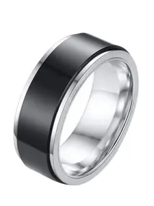 Stainless Steel Fashion Design Stress Relief Rotating Feature Couple Ring, Daily Wear Versatile Ring, Unisex Jewelry Accessory, Plain Aesthetic, Elegant Casual Ring