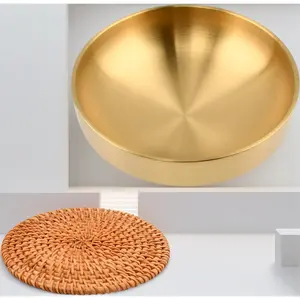 19cm Gold Key Storage Bowl Modern Stylish Catch All Tray Decorative Fruit Dish with Coaster for Entryway Home Tabletop Ornament