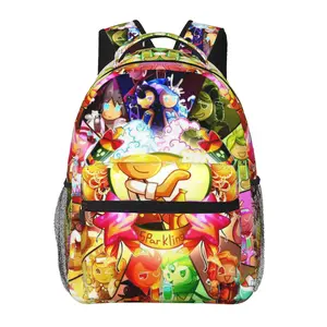 Cookie Run Kingdom backpack with large capacity — laptop backpack for daily commuting, business, and hiking; cartoon casual Cookie Run Kingdom merchandise travel daypack and school bag for kids, women, men, and gift giving.