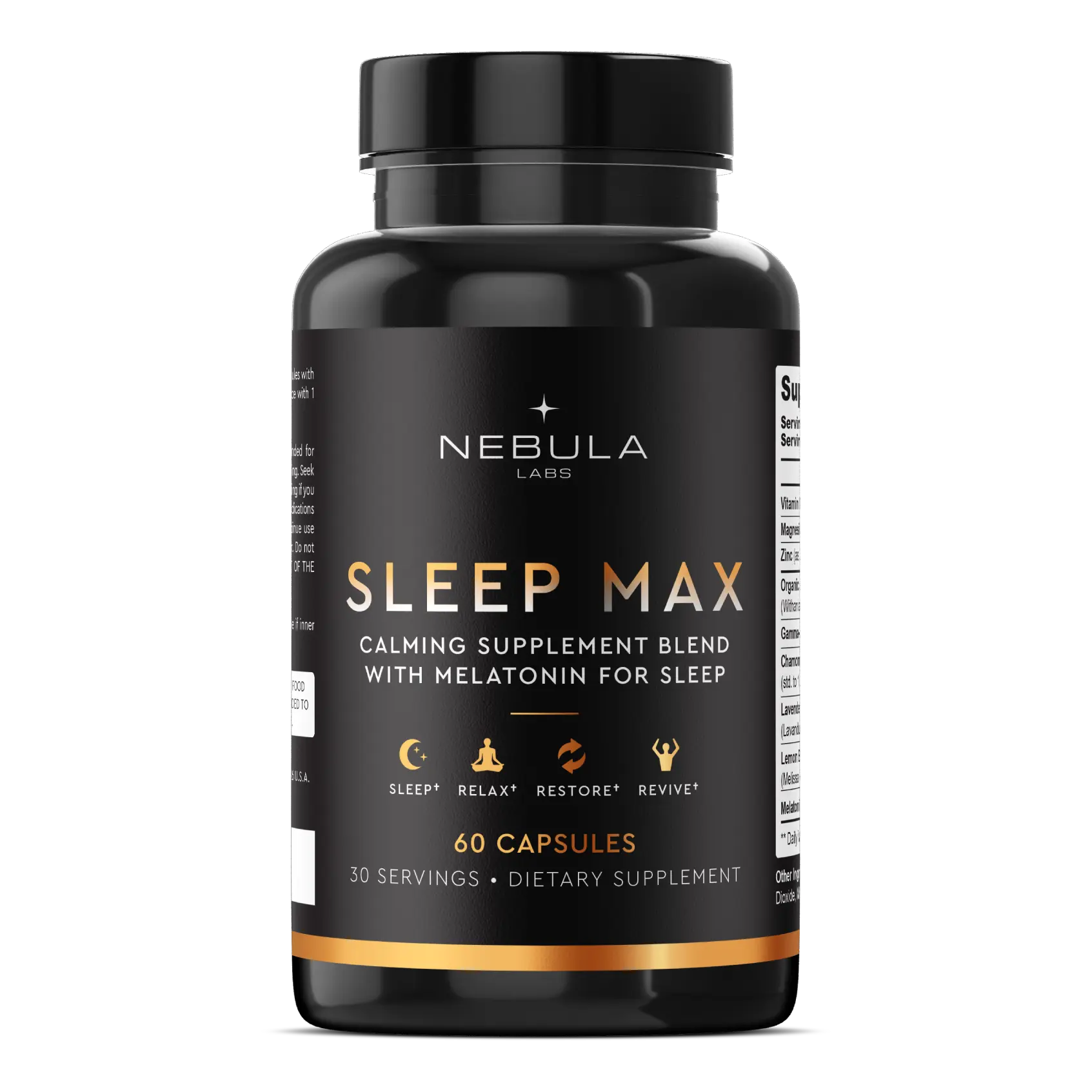 NEBULA LABS | SLEEP MAX: with Ashwagandha, ZMA, Melatonin, GABA, Lemon Balm, Lavender and Chamomile Extract and more wellness supplement