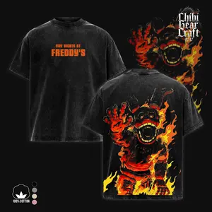 Five Nights at Freddy's Washed T-Shirt & Hoodie - Vintage Horror Video Games Graphic Tees, Springtrap Fire Design, Emo Affliction Streetwear Clothes, New York Style Menswear Outfit Gift for Game Fan
