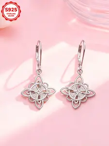 Women's S925 Silver Celtic Knot Dangle Earrings, Elegant and Sexy Fashion Studs, Hypoallergenic, Perfect Gift for Friends Birthday Valentine's Day