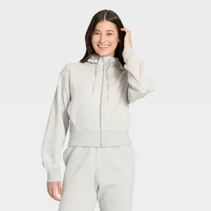Women's Active Comfort Full Zip Sweatshirt - All In Motion Heathered Gray M