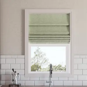 23"x64" Sun Zero Somerton Textured 100% Blackout Cordless Roman Shade Sage Green