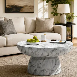ARCH Faux Marble Coffee Table for Living Room, MGO Magnesium Oxide Square Coffee Table 27.5x27.5x13.5 Inches, Handcrafted Marble Finish Indoor Outdoor Table, No Assembly Needed, Versatile Patio Garden Furniture, marble Color Options