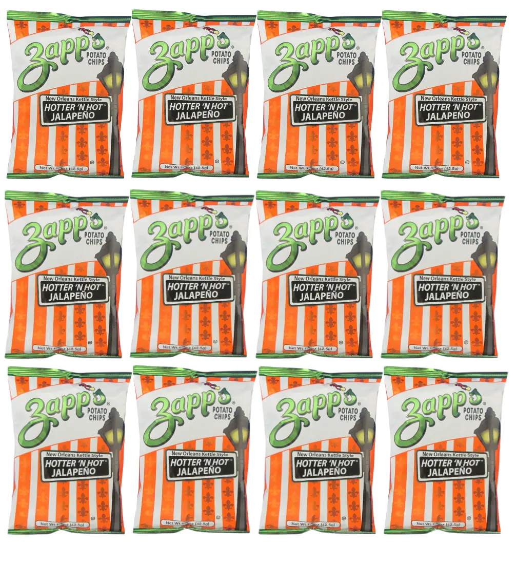 Zapp’s New Orleans Kettle-Style Potato Chips, Hotter ‘n Hot Jalapeno, Crunchy Chips with a Spicy Kick, 1.5 oz. Bag, Pack of 12, Bundled By Shoppyway
