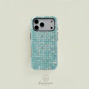 Vibrant Mosaic Tile Pattern Phone Case, Durable Shockproof Two-In-One Protector, Fits iPhone 17pro Max to 11 Series, Fashionable Aesthetic Gift