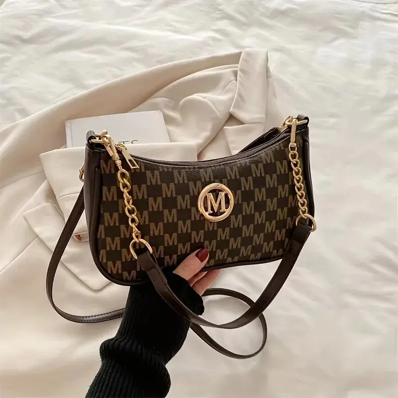 Women's Casual Vintage Letter Graphic PU Leather Crossbody Bag - Small Sophisticated Flap Satchel with Adjustable Wide Polyester Strap for Crossbody Freedom