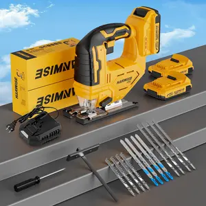 HANWISE professional grade brushless electric curve saw - high-power motor, safety lock, 0 ° -45 ° oblique cut, 3-speed track setting, with LED lighting, suitable for DIY and professional woodworking, ideal gift