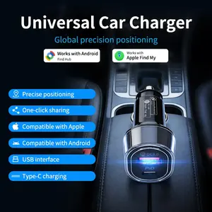 Car GPS Tracker with 30w USB Phone Charger, Type-C Qc3.0 Fast Charging, Locate and Charge Via Find My Apple & Google Apps