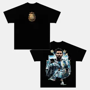Messi Argentina Graphic Tee, Vintage Football Legend T-Shirt, Albiceleste No. 10 Fan Merch, Three Stars Champion Era Shirt, Cotton Streetwear Top, Retro Game Day Gift Tee for Football Fans