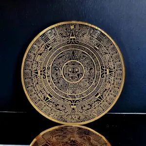 24" Gold and Black Aztec Calendar