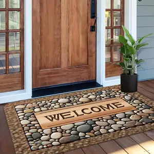 Weatherproof Welcome Mat Stone Doormat Non Slip Rustic Farmhouse Decor Indoor Outdoor Heavy Duty Entryway Rug Front Door Patio Western Cowhide Rug Vintage Boho Rug