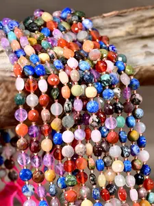 6mm Natural Gemstone Faceted Loose Beads, Round Crystal Beads for Jewelry Making, Boho Style, 39cm Length, DIY Jewelry Supplies